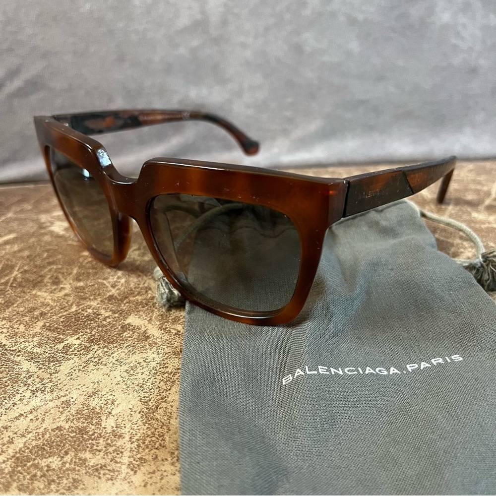 Balenciaga Rectangle Shield Sunglasses Brown Italy Used‎ Condition *See Descrip*